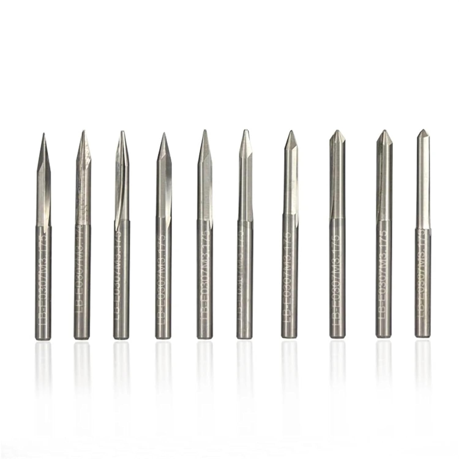 2 Flutes V Shape Engraving Bits for Hardwood Tools 3.175mm Shank Carbide Straight V Cutting Milling Set 1Pcs(10pc 20x0.1mm)