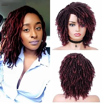 Dreadlock Braided Wigs with Headband Synthetic Goddess Faux Locs Hair Wig with Curly Ends Freetress Twist Crochet Hair Wigs For Black Women and Men Ombre/530, Dreadlock Wig