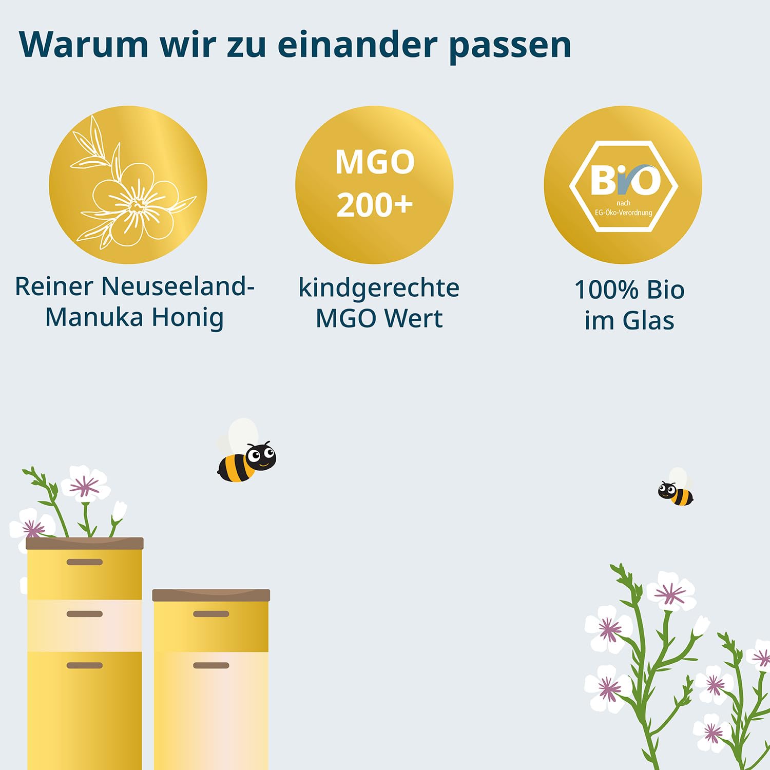 kindgesund Bio Manuka Honig für Kinder – Wohltuender Honig im Glas mit einem MGO von 200+ – 250 g