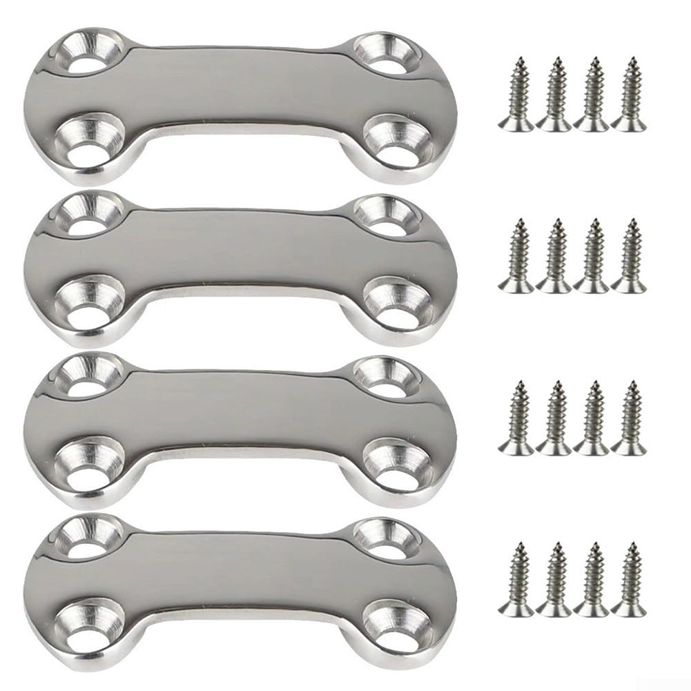 Vootnifig 4 Piece Marine Grade 316 Stainless Steel Pad Eye Plate Deck Loops Tie Down For Boats Sailing Yacht Cargo Securing