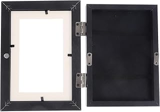 HOMSFOU Kids Artwork Frames Changeable 7x5 Inch Wood Art Frames Front Opening for Childrens Drawing Display Home Office Wall Black