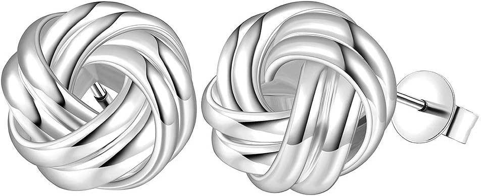 Styleziel 1453 Women's Earrings Knot Silver Stud Earrings 12 mm