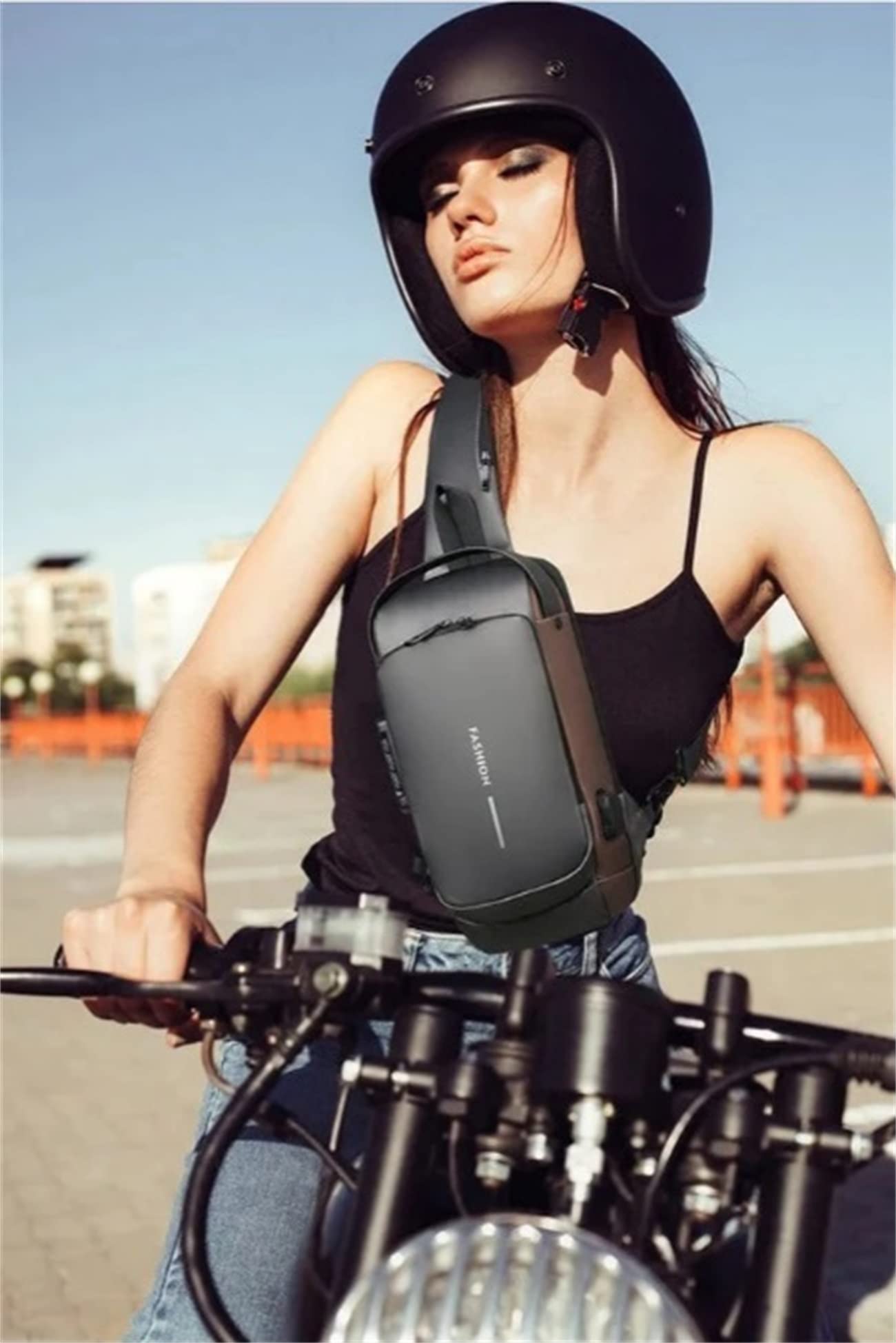 Borsa a tracolla antifurto con ricarica USB, borsa a tracolla antifurto, zaino a tracolla impermeabile, borsa a tracolla sportiva