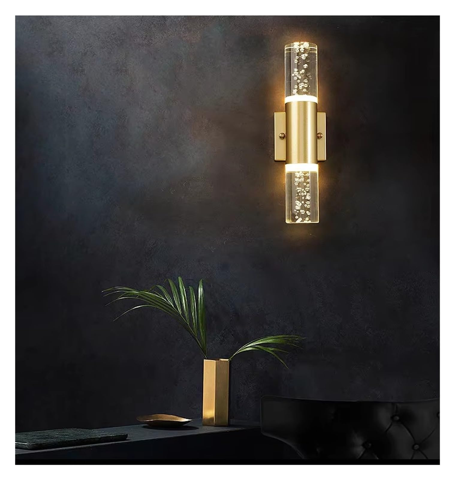Nowoczesne kryształowe kinkiety LED Bubble Crystal do łazienki, toaletki, salonu, sypialni, srebrne kinkiety, oświetlenie dekoracyjne do wnętrz, połyskujące, złoto-białe świa,Gold-White light