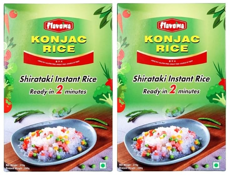 Flavoma Shirataki Rice/Konjac Rice, 270g (Pack of 2) [Ultra Low-carb | Low-calorie | Keto-friendly | Fat-Free | Gluten-Free | Wheat Free | Source of Fiber | Miracle Rice] (B0D8GW6FG3) Amazon Price History, Amazon Price Tracker