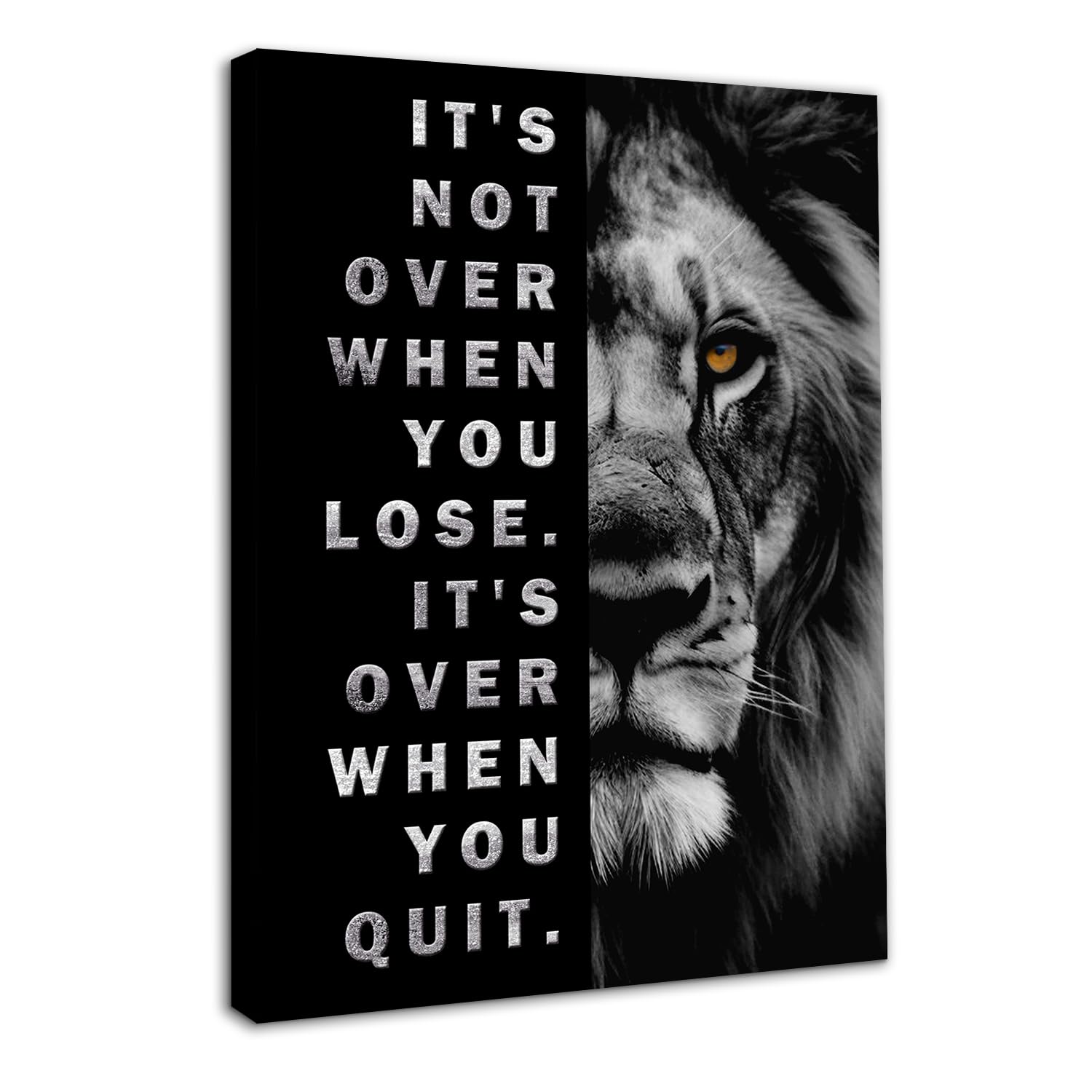 NymphFable Framed Motivational Lion Wall Art Decor, Black and White Inspirational Wall Poster for Office Gym Bedroom Decor 12x16 in