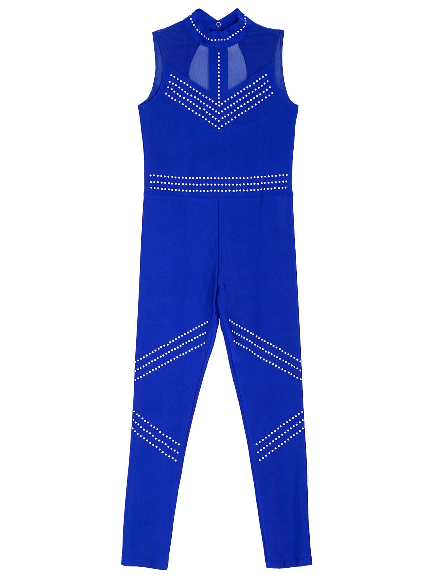 Alvivi Maillot de Gimnasia Rítmica para Niña sin Manga Leotardos de Danza con Pedrería Patinaje Mono Largo