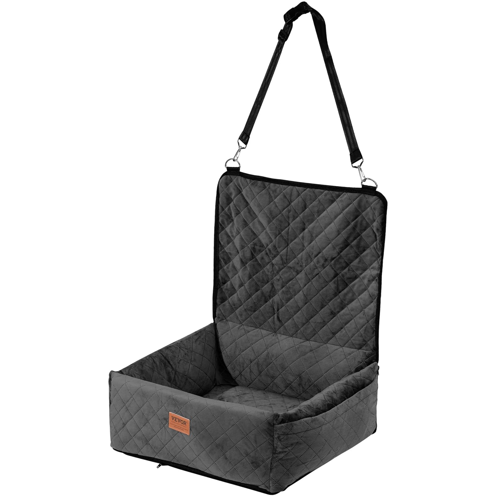 VEVOR Asiento de Coche para Perros 18 kg Asiento de Seguridad para Mascotas Asiento Elevador Impermeable con Correa de Seguridad con Clip Acolchado de Algodón PP Silla para Coche para Mascotas, Negro