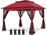 Vista 9 de COOS BAY Carpa Gazebo Instantánea Desplegable de 11x11 pies con Mosquitera, Refugio de Toldo al Aire Libre con 121 Pies Cuadrados de Sombra (Azul)