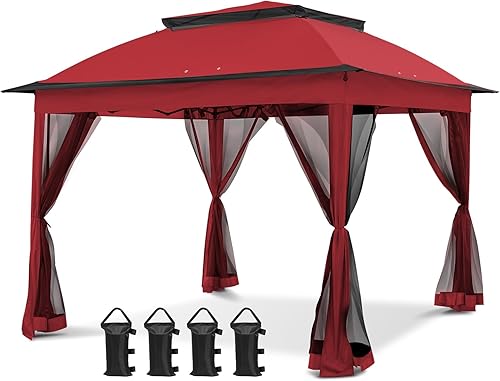 Miniatura 9 de COOS BAY Carpa Gazebo Instantánea Desplegable de 11x11 pies con Mosquitera, Refugio de Toldo al Aire Libre con 121 Pies Cuadrados de Sombra (Azul)
