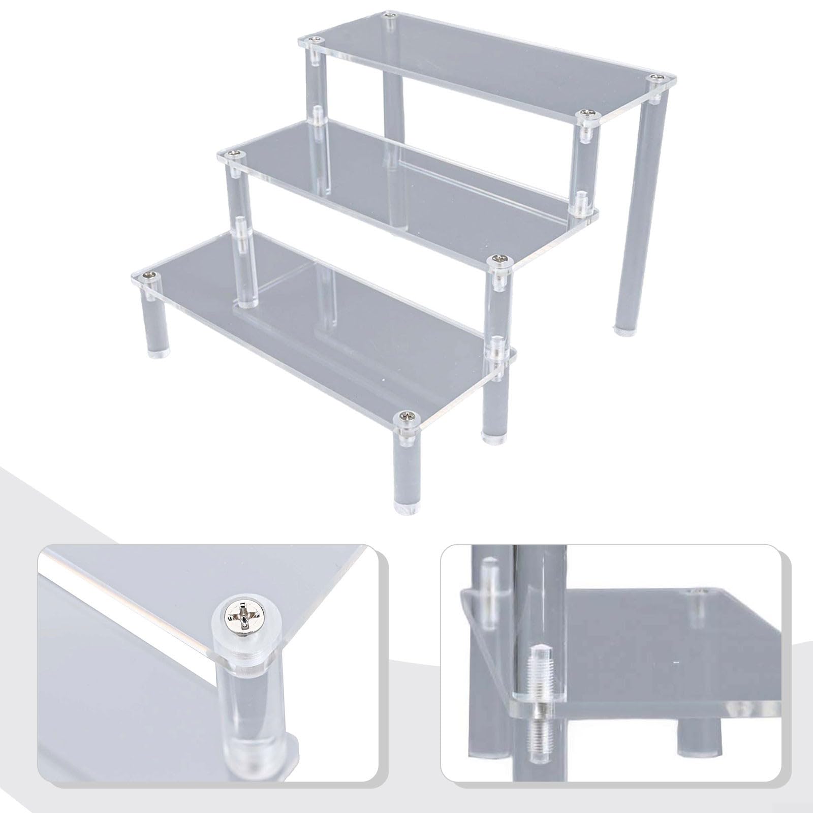 Pomeloone 3 Niveaux Présentoir En Acrylique, Transparent Présentoir Marches Pour Figurines