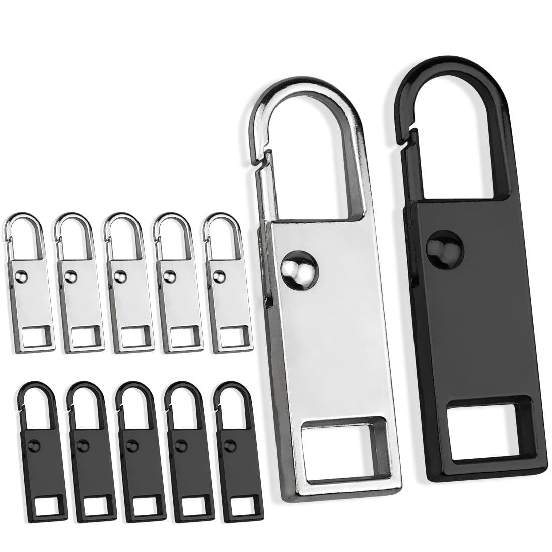 SHSMPXOY 12 Stück Reißverschluss Ersatzteile Reißverschluss Zipper Metall Zipper Pull Abnehmbar Reparatur Anhänger für Jacken Jeans Stiefel Koffer Rucksäcke und mehr