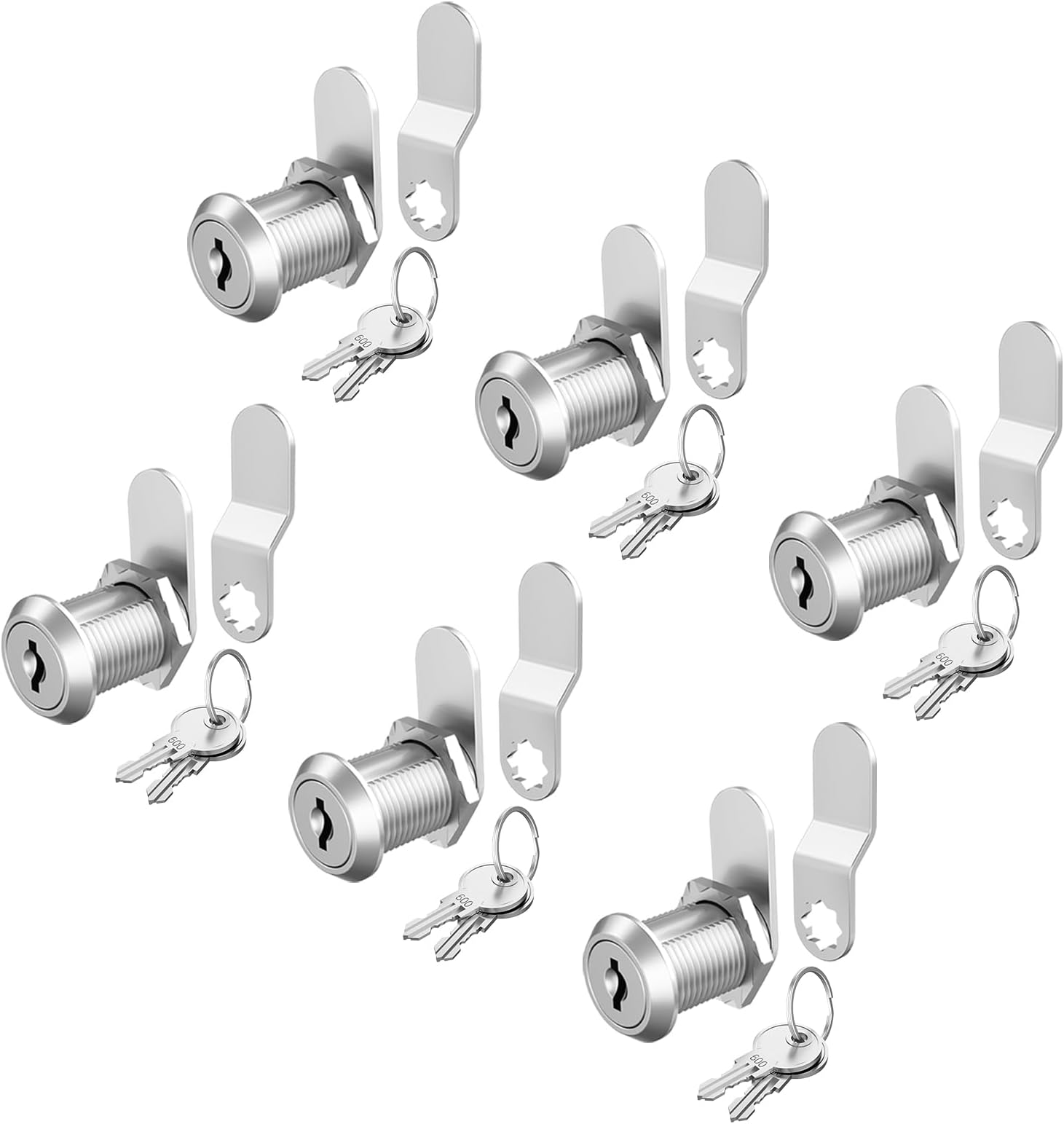 6 Pack Mailbox Lock Cam Locks Keyed Alike, 7/8" Cabinet Lock with Key, Secure File Cabinet Drawer, Mailbox Lock Replacement for Storage Door Tool Box, Zinc Alloy