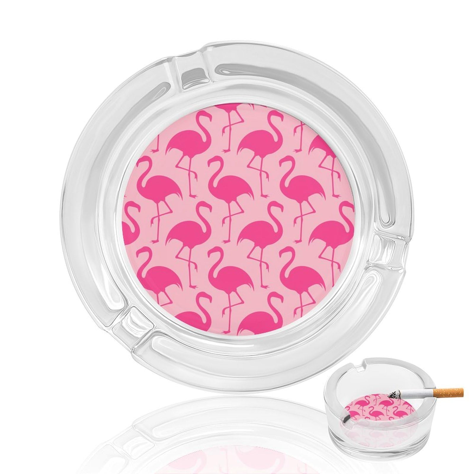 Nclqvjxzkhw Style Pink Flamingo Glass Ashtray Round Ash Tray Smoking Trays For Home Garden Outdoor