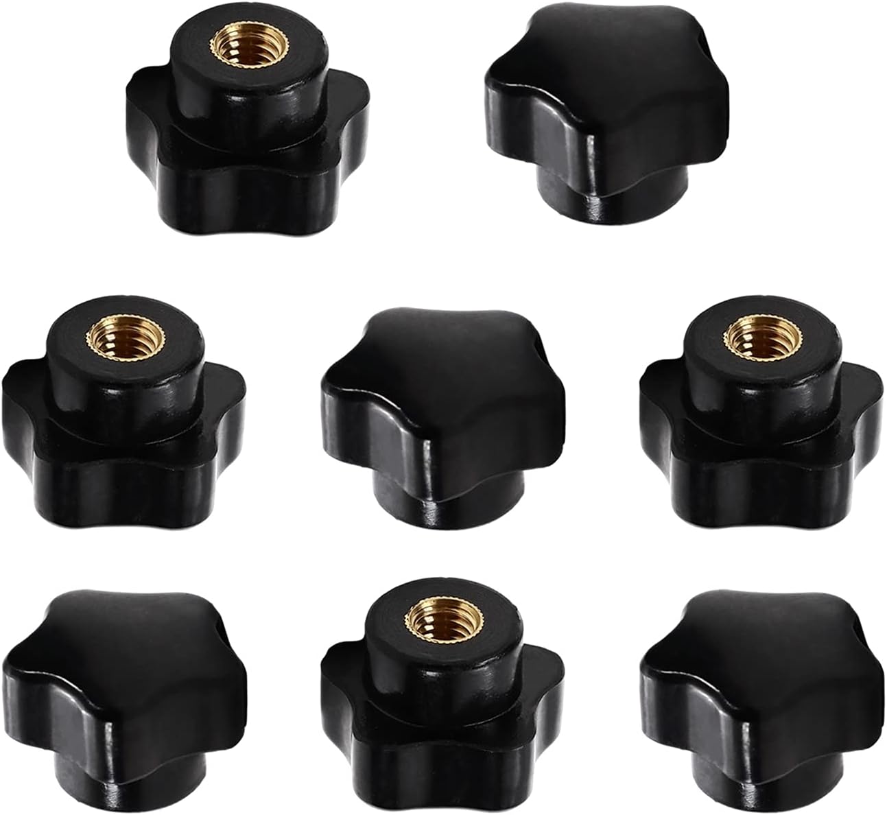 Bettomshin 8Pcs Star Knobs, M8(8mm) x 32mm Female Thread Clamping Handle, Hand Star Knobs, Metal Thread Nut Handle Knobs for Mechanical Equipment, Instrument Apparatus,Industry Equipment, Black