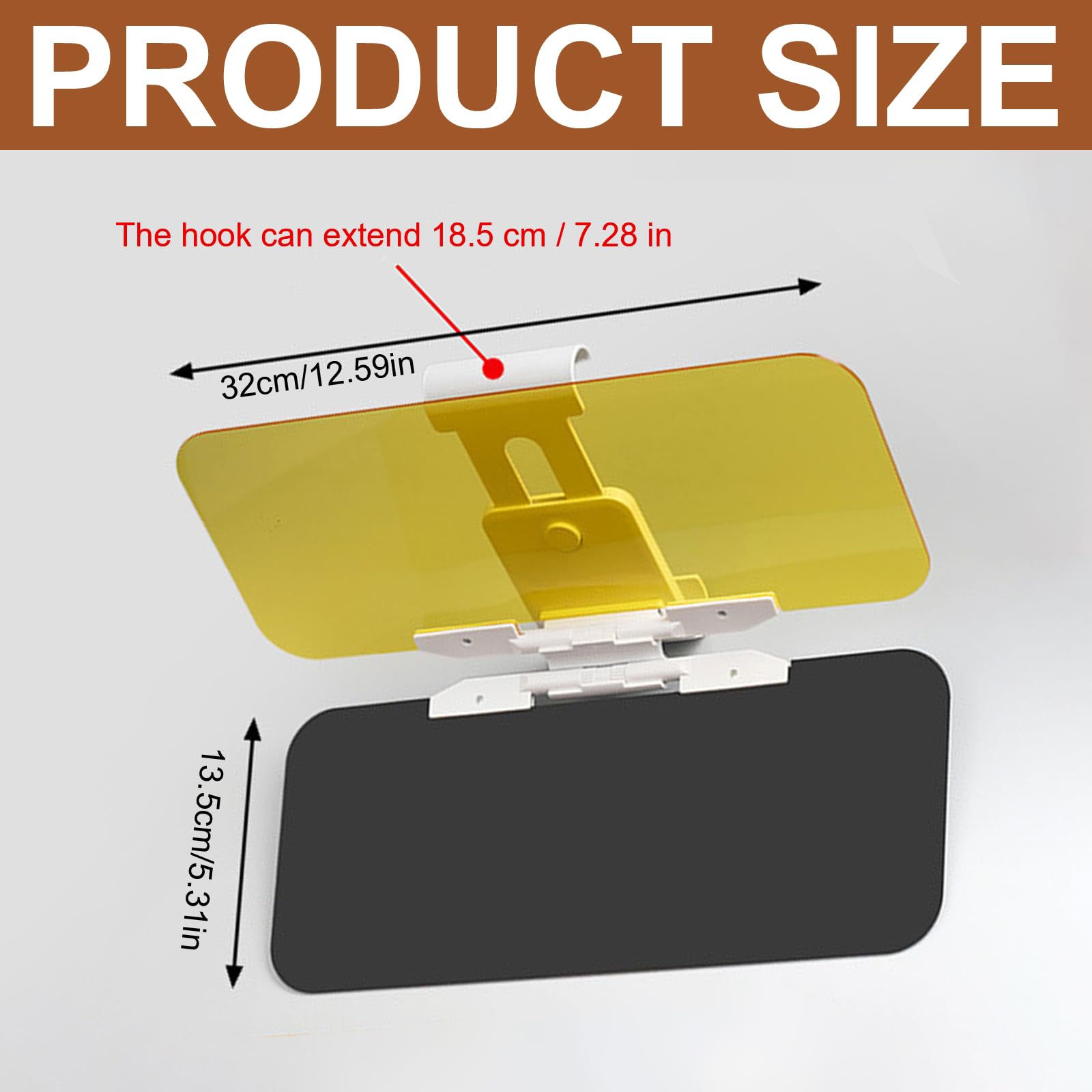 1 Pcs Estensione Parasole per Auto, Visiera parasole antiriflesso 2 in 1, 2 in 1 Visiera HD Anti-riflesso, per giorno e notte, per Auto Parasole