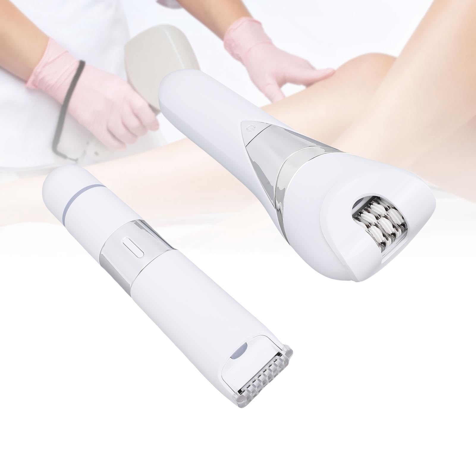 Recortadora de Vello Corporal para Mujer, Afeitadora Eléctrica IPX6 Impermeable con Cabezales Seguros, Depiladora USB Recargable y Exfoliante de Pies, Ideal para Viaje y Uso en