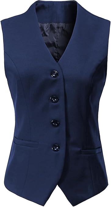 Gilet Donna Button Up Con Scollo A V - Foderato E Regolabile Per Look Eleganti O Casual | 70% Poliestere, 30% Viscosa - Foto 8