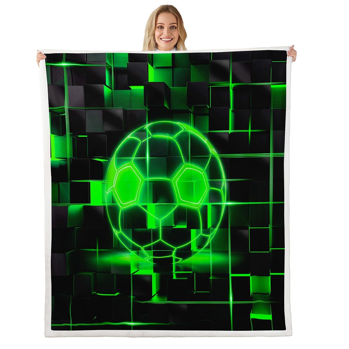 Jetés de lit plaid géométrique lumineux, le cadeau idéal pour jeune footballeur