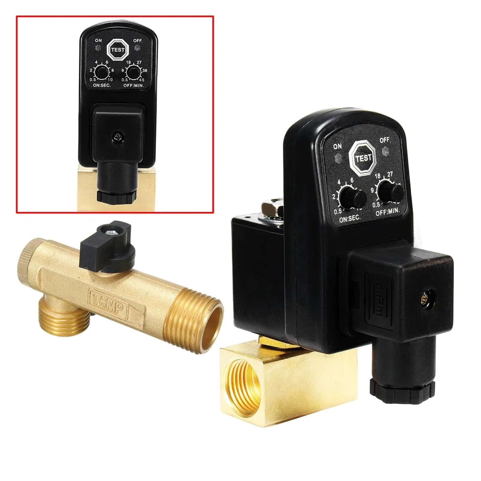 Válvula de drenaje de 1/2 ", compresor de aire electrónico temporizado, tanque de Gas, válvulas de drenaje automáticas de 2 vías for filtros, cilindros de aire, 1 ud. Para aplicaciones industriales