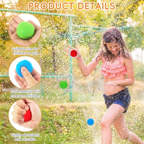 Image of PATPAT 21Pcs Pom Pom Water Balloons, Soft Sponge Pool Water Balls in 3 Colors, Lightweight Floating Ball Toys for Pool Party, Bath, Beach & Swimming Pool, Beach Toys for Kids, 5cm Dia