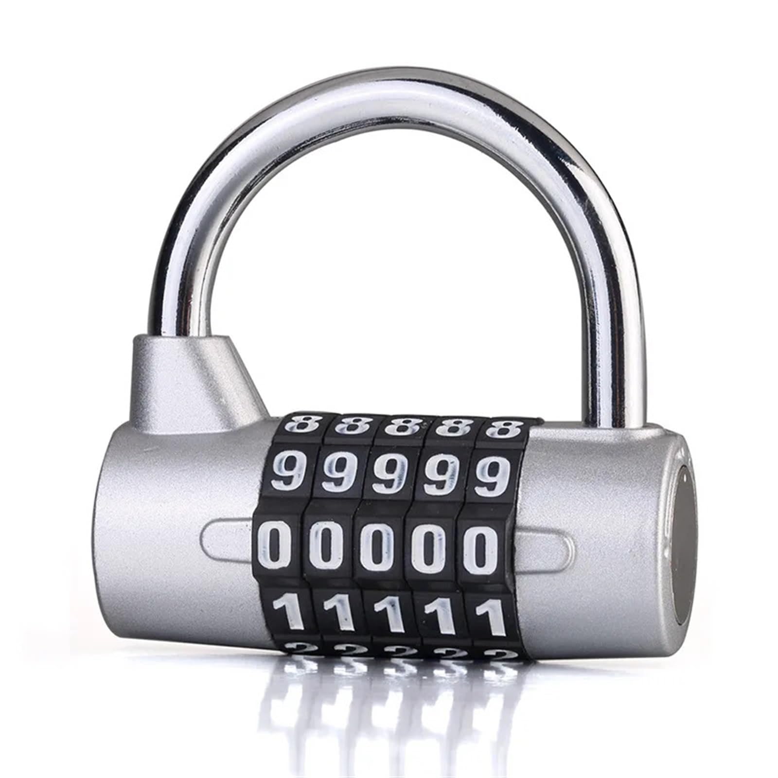 Cadenas à combinaison 5 chiffres alliage de zinc argent pour casier et armoire