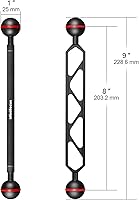 Vista 8 de MINIFOCUS Soporte de bandeja de cámara subacuática y brazo de extensión de doble bola de 8 pulgadas y abrazadera de bola de aluminio de 1 pulgada