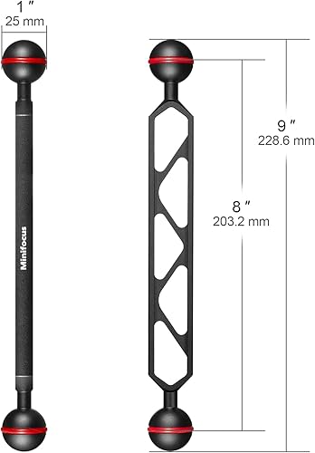 Miniatura 8 de MINIFOCUS Soporte de bandeja de cámara subacuática y brazo de extensión de doble bola de 8 pulgadas y abrazadera de bola de aluminio de 1 pulgada