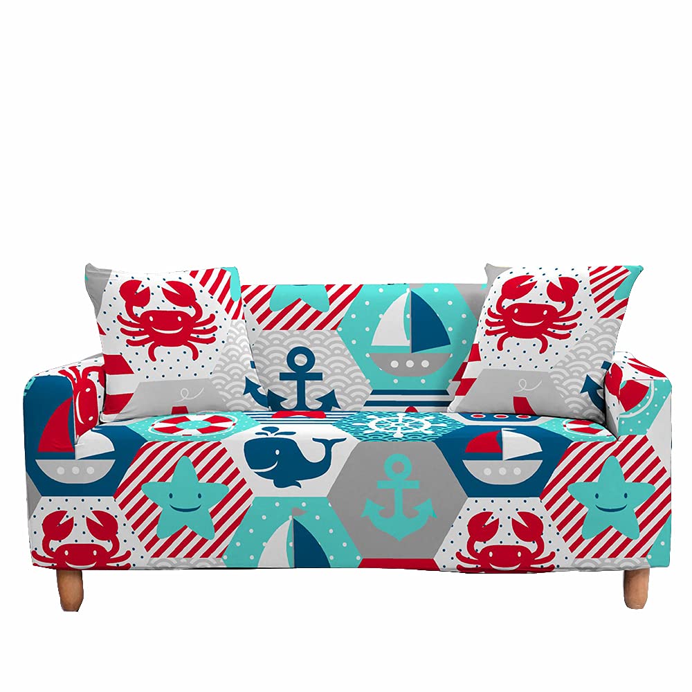 FANSU Copridivani Elastici 1 2 3 4 Posti, Copridivano con Stampa 3D Oceano Blu, Universale Copridivani con Braccioli Divano Protector, Poliestere Antiscivolo Copri Divano (Pesce Pagliaccio,1 posti