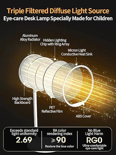 Miniatura 5 de Lámpara de escritorio LED con brazo oscilante y cuello flexible, lámpara de mesa 3CCT para el hogar, oficina, dormitorio universitario, lámpara alta