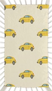 Taxi Crib Sheets for Boys, Girls Machine Washable Soft Cozy Microfiber Fitted Crib Sheet for Standard Crib and Toddler Mattresses Boys Girls 28x52 Inch