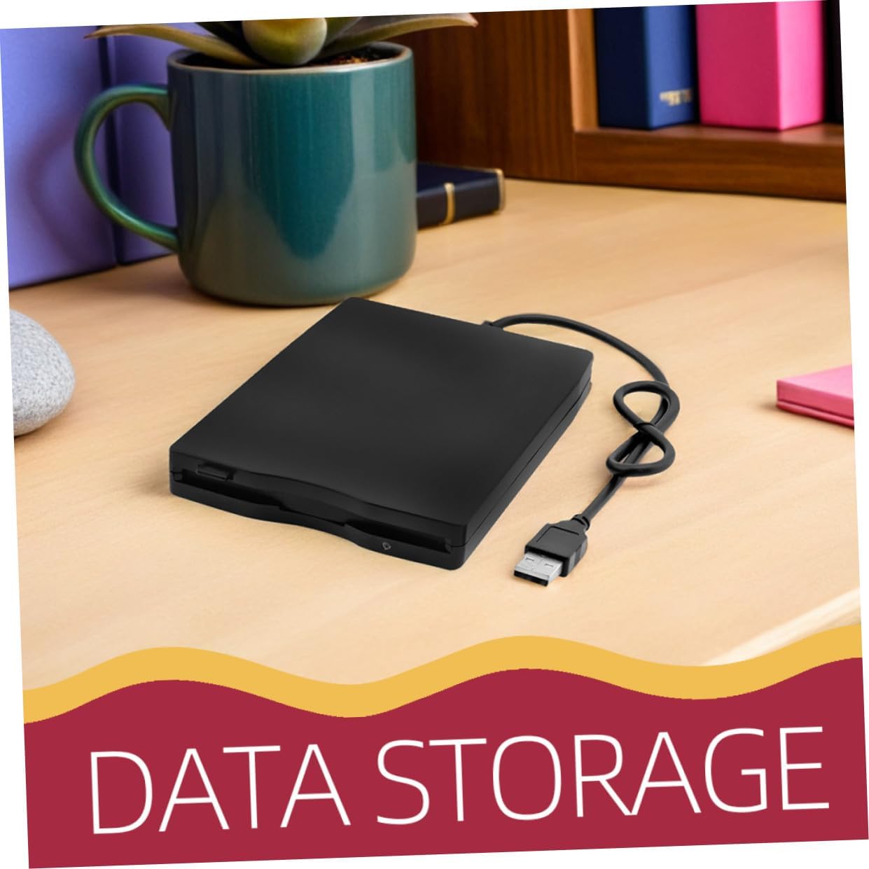 Mikinona USB Portable External Floppy Disk Drive Compact Lightweight Diskette Data Transfer Compatible with Windows Laptops and Desktops