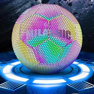 Peegsan Glow In The Dark Football,Reflective Football,Training Ball,Light Up Soccer Ball,Official Size 4/Size 5,Glow In The Dark By Light Reflection,For Outdoor Football Field