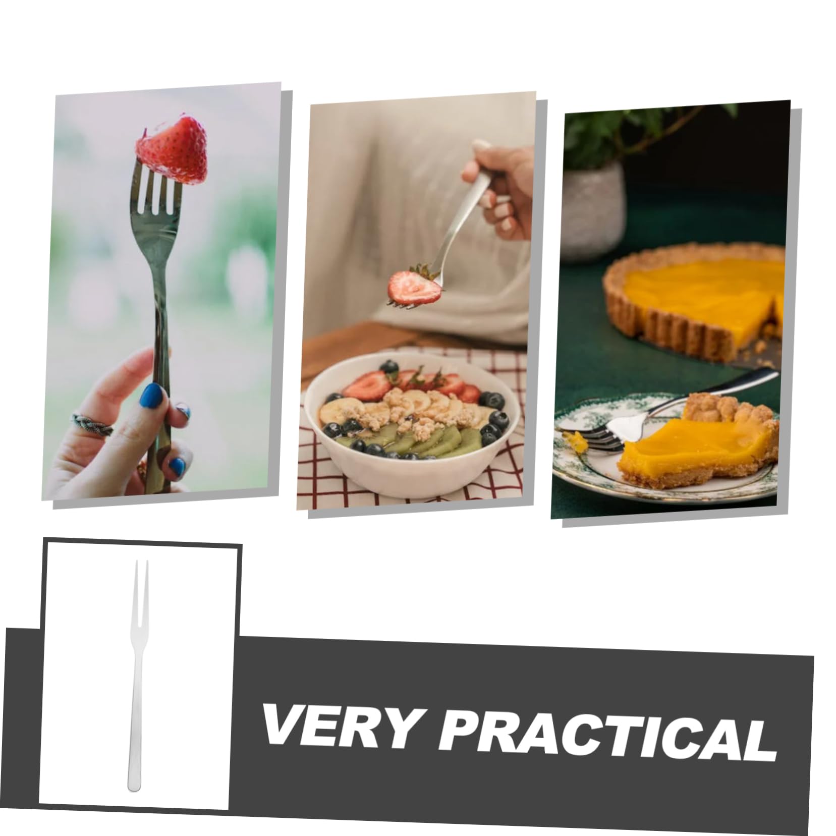 PLAFOPE 8 pezzi Forchette da Frutta in Inossidabile Design Ergonomico per Dessert Antipasti e Insalate Piccole Forchettine Resistenti ed Eleganti per Tavola