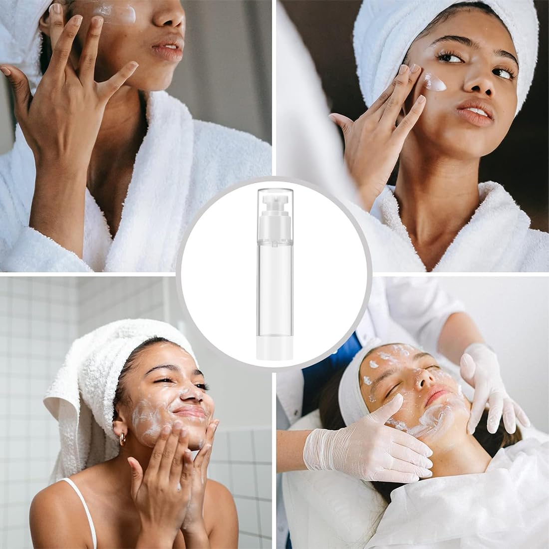 4 Pezzi 50ml Flaconi a Pompa Airless, Flaconi da Viaggio Trasparente, Airless Contenitore Crema Pump, Dispenser per Crema, Dispenser Cosmetico da Riempire, per Lozione, Fondotinta