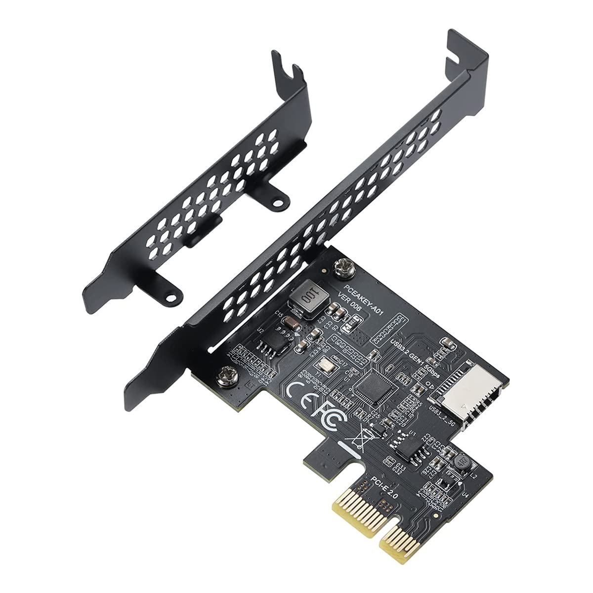pizarra PCI-E 1X to USB 3.2 GEN1 5Gbps Type-E A-Key Expansion Card,Front Panel Type-C Interface for Desktop PC(ASM1042A)