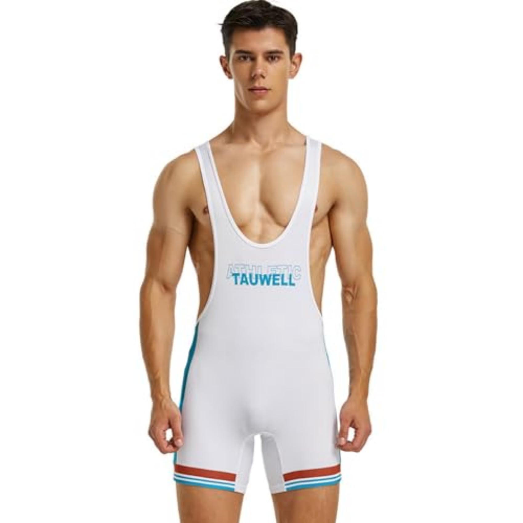 Wayonge Men's Wrestling Singlet Athletic Leotard for Active Wrestling or Workout Jumpsuits Men's Sleeveless Sport Bodysuit, Tw9710-white, Large
