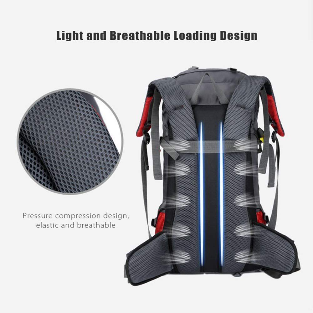Sac à dos imperméable ultra léger de 60 L pour escalade, pêche, voyage, randonnée, camping, extérieur avec housse de pluie