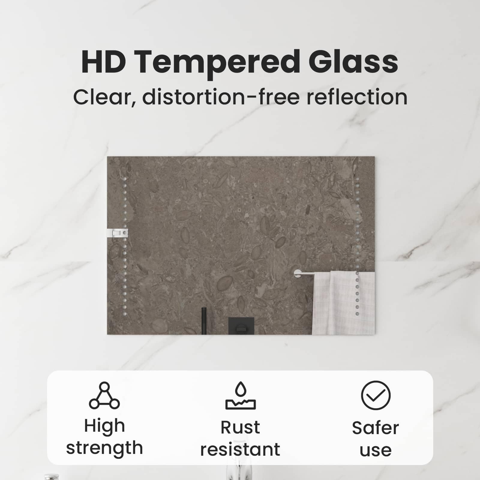 vidaXL Espejo de baño LED Transparente 60 x 40 cm Vidrio Templado