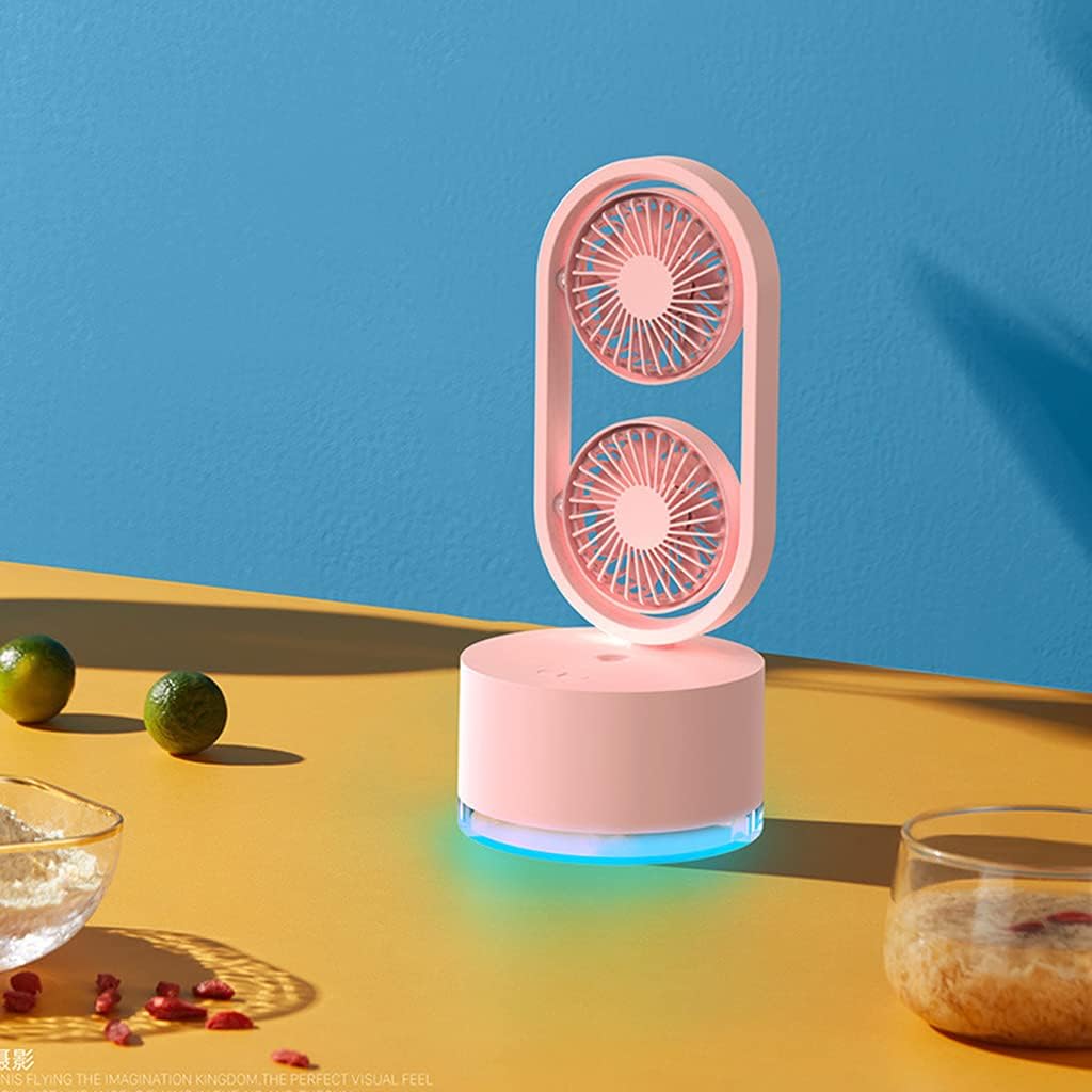 Double-Head Small Tabletop Fan Quiet USB Rechargeable Desk Fan Rotatable