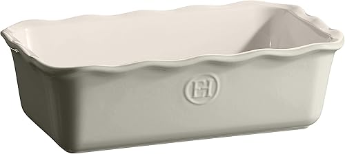 Emile Henry Molde para pan de 1.4 cuartos de galón de color gris perla, 10 x 5.8 x 3.1 pulgadas