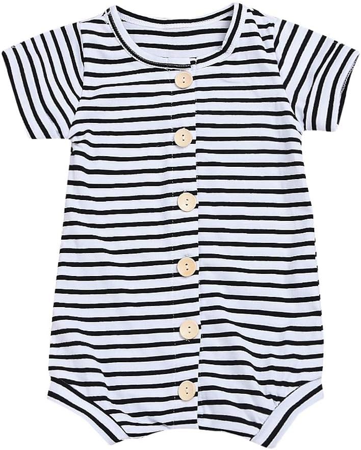 0-2Years,SO-buts Newborn Infant Baby Boy Summer Short Sleeve Striped Romper Jumpsuit Outfits Clothes