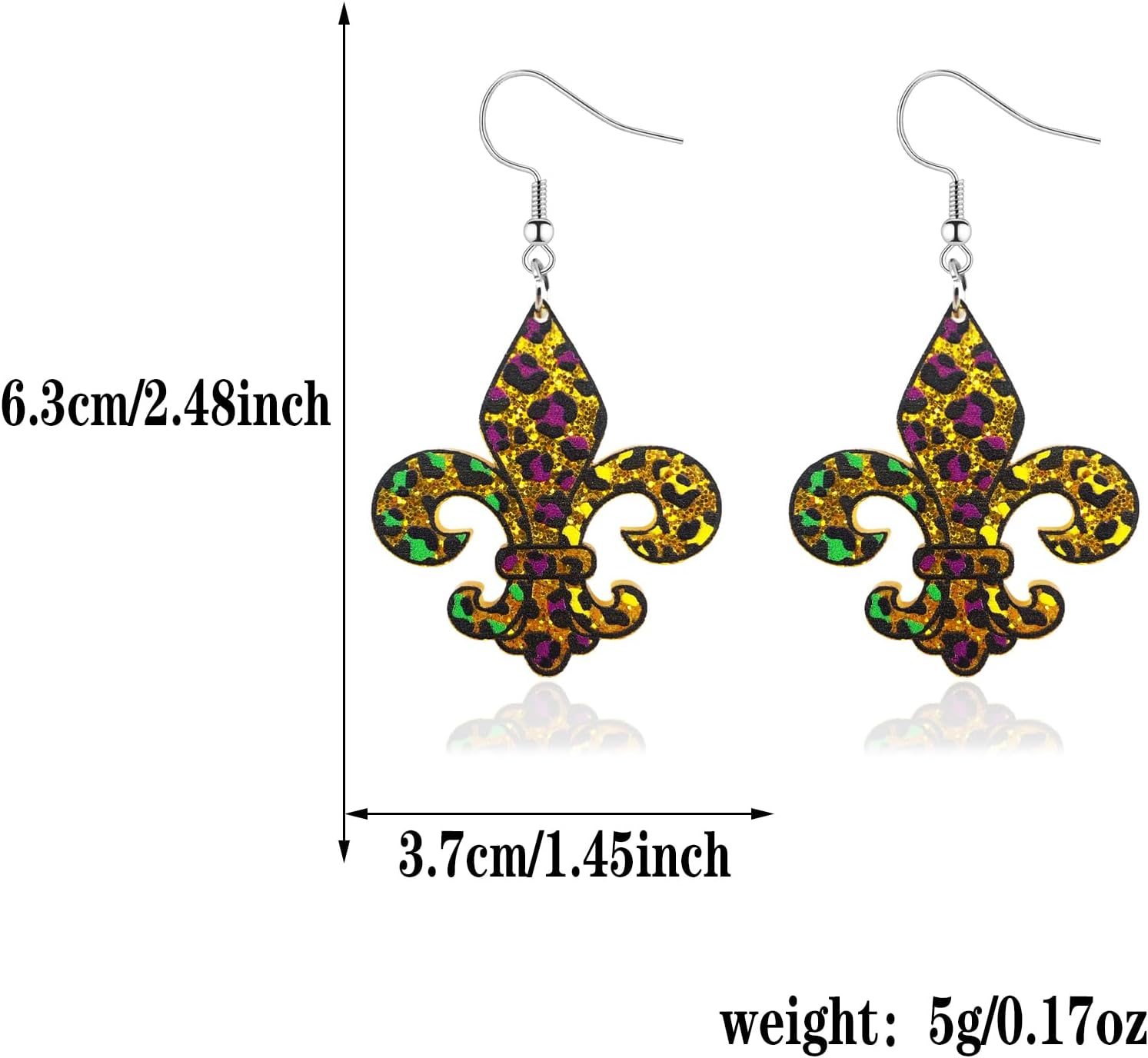 MardiGras Earrings for Women Carnival Theme Champagne Mask Hat Acrylic Earrings for Women MardiGras Dangle Earrings for Holiday - Image 4