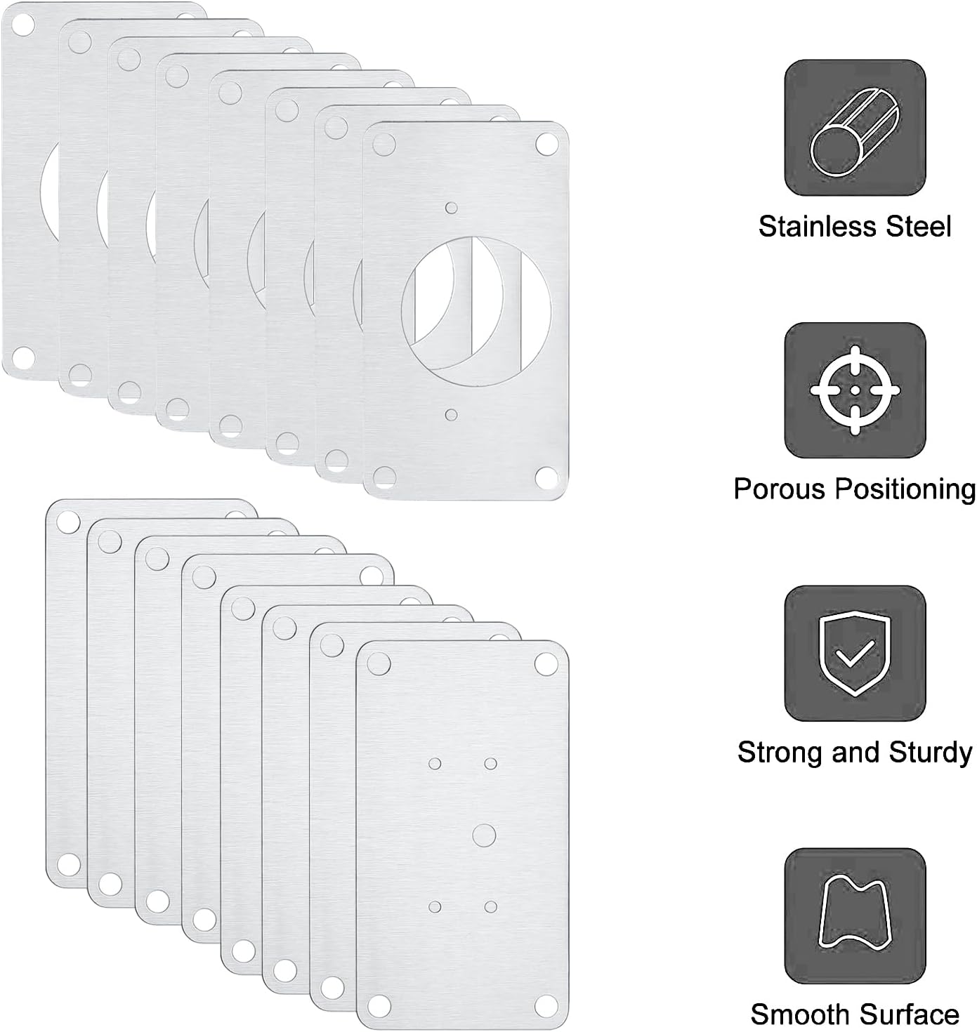 16Pcs Cabinet Hinges Repair Plates, Cabinet Doors Hinge Repair Kit Stainless Steel Furniture Cabinet Drawer Window Repair Plates with Screwdriver