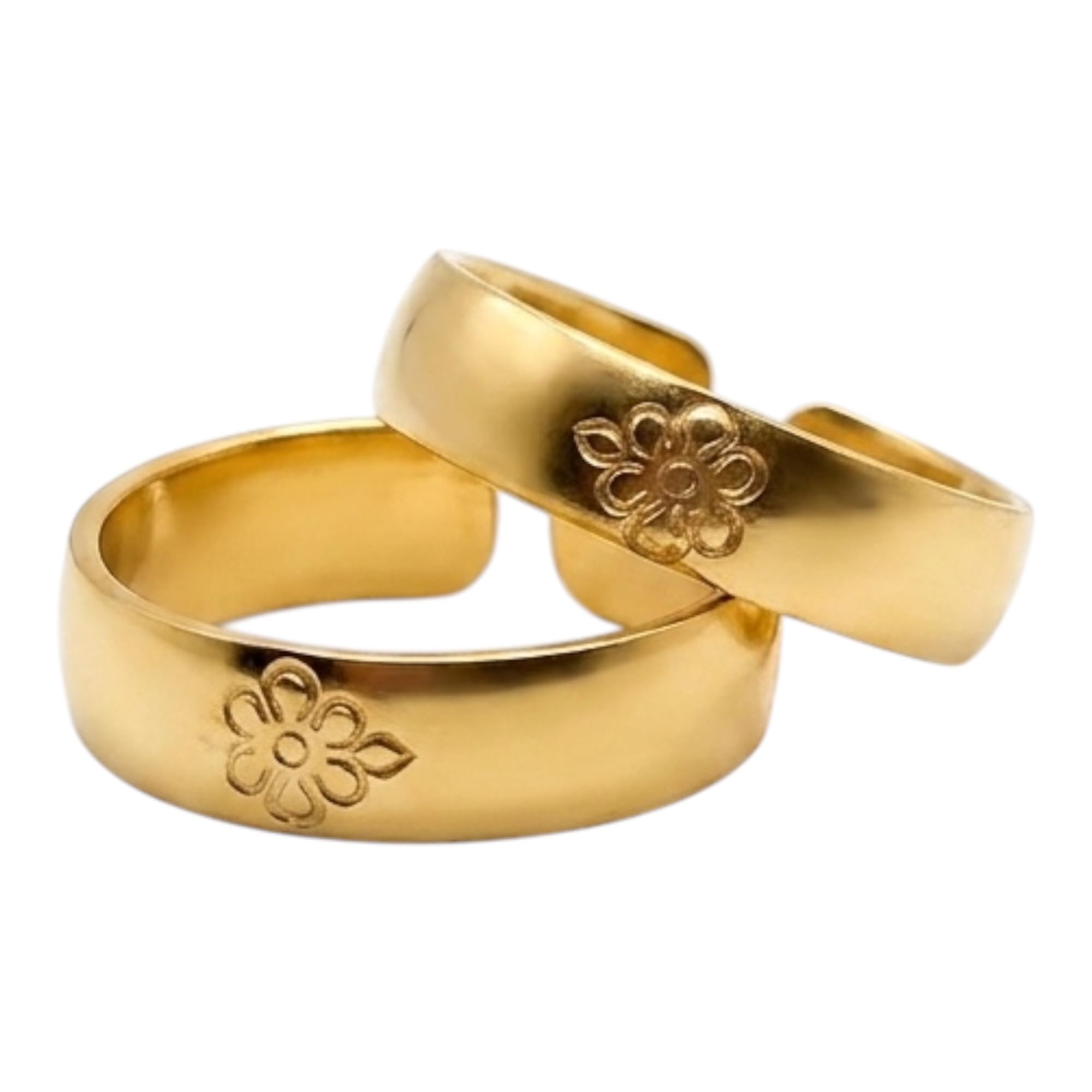 Traditional Panchaloha Impon Five Metals Toe Ring for Women, Gold Toned, Adjustable and unpolished Metti, 2 Piece, Daily Use (P554)-image-22