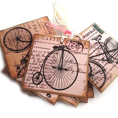 Bicycle Gift Tags by Adore By Nat - Travel Journey Bike Baby Shower Bridal Wedding Birthday Party Favors - Set of 12