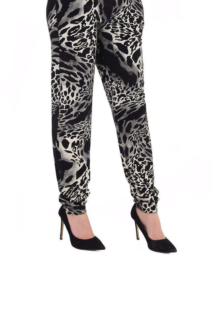 WearAll Ladies Plus Size Harem Trousers Womens Full Leggings Stretch Pants - Black 24/26