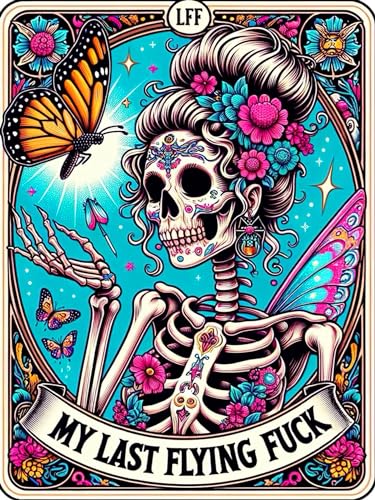 Meothan Skull Diamond Art Kits for Adults-Skull Last Flying Diamond Painting Kits for Adults Beginners, 5D DIY Full Drill Round Rhinestone Gem Art Crafts Paintings for Home Wall Decor 12