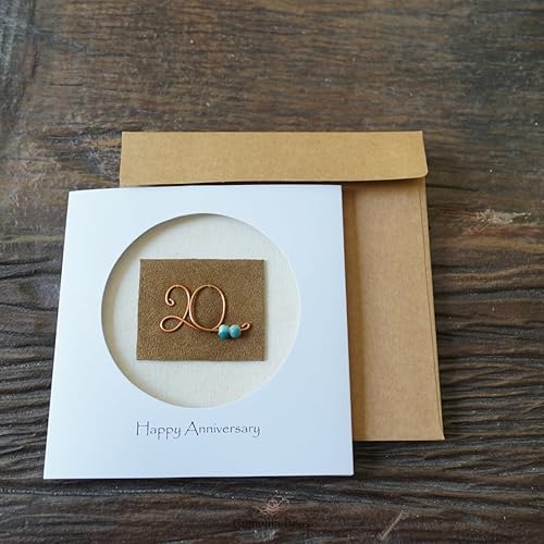 Miniatura 5 de Tarjeta de 20 aniversario para ella él, hecha a mano, tarjeta de 20 aniversario para pareja feliz, esposa, marido (20)