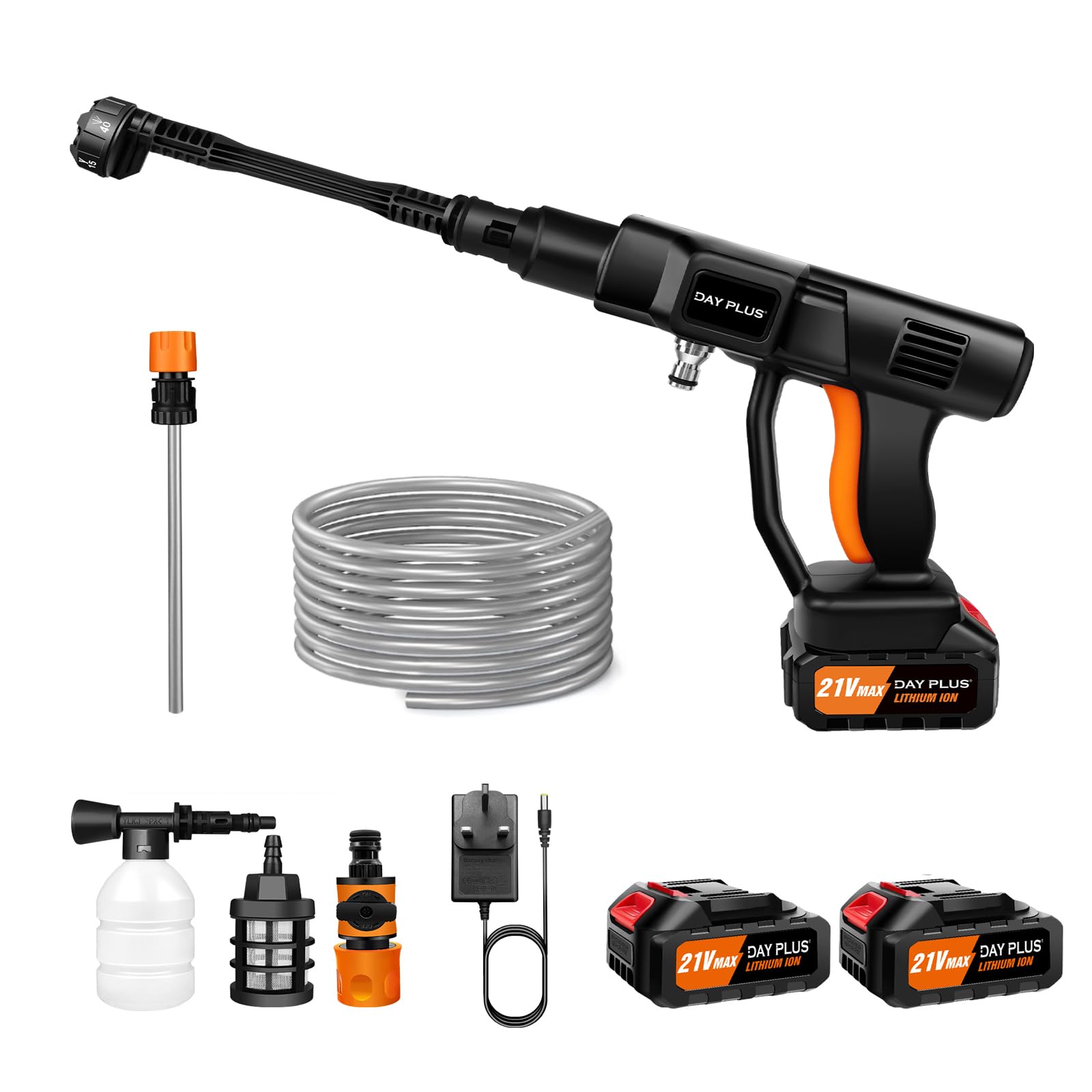 Cordless Pressure Washer, 21V 1.5Ah Rechargeable Battery Power Washer, Portable Electric Pressure Washer 6-in-1 Multi-Function Nozzle, Prefect for Car Wash/Cleaning Floor/Fence Clean/Watering Flowers